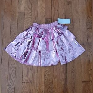 Metallic Shiny Pink Layered Skirt sz youth 6/7